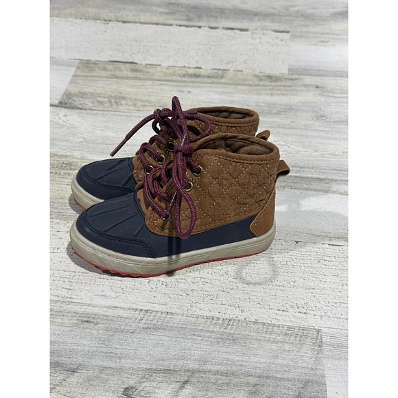 OshKosh B'gosh Other - OshKosh Duck Boots Boys Toddler 8 Brown Navy Quilted Lace Up GUC